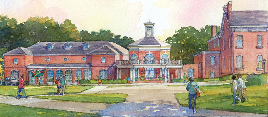 Artist rendering of the Alumni House expansion
